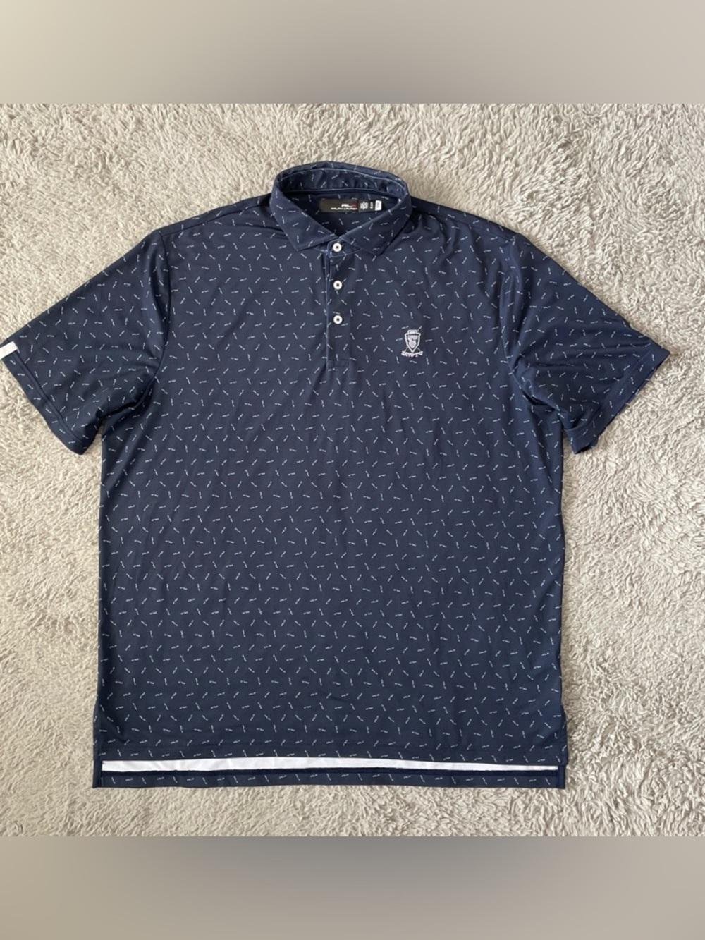 RLX Ralph Lauren Scioto CC Ohio Golf Polo Shirt Mens XL Blue Performance Stretch
